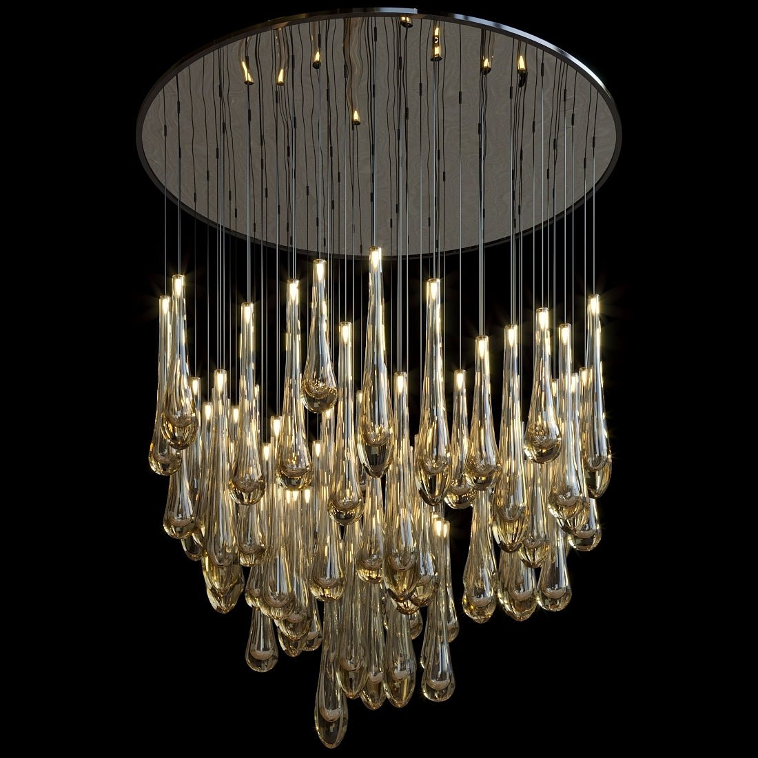 Aurelia Amber Teardrop Rain Glass Chandelier - 40"DBlushlighting