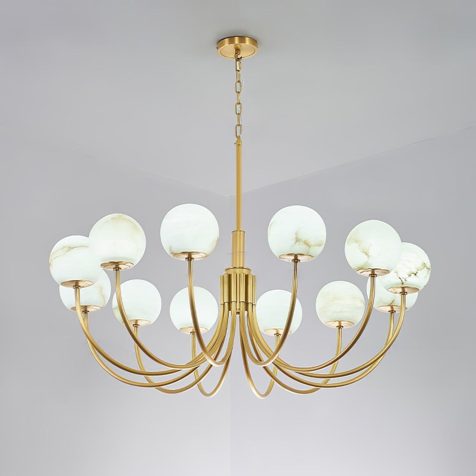Aurelian Alabaster Globe Chandelier with 6/8/10/12 heads-Blushlighting