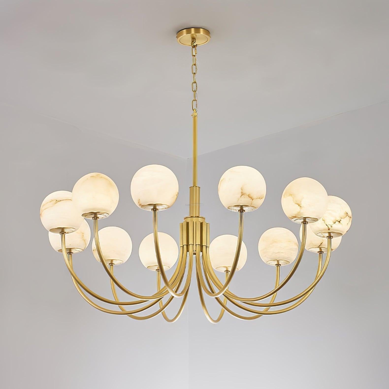Aurelian Alabaster Globe Chandelier with 6/8/10/12 heads-Blushlighting