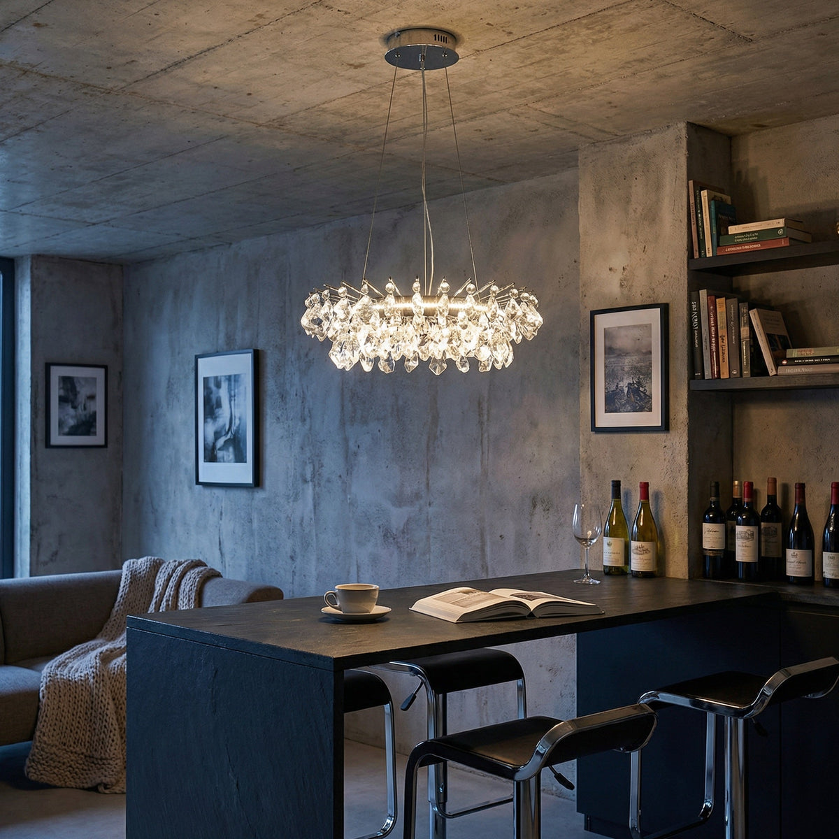 Aureola Round Crystal Chandelier - Ø31.5" × H6.3" (Ø80 × H16 cm)Blushlighting