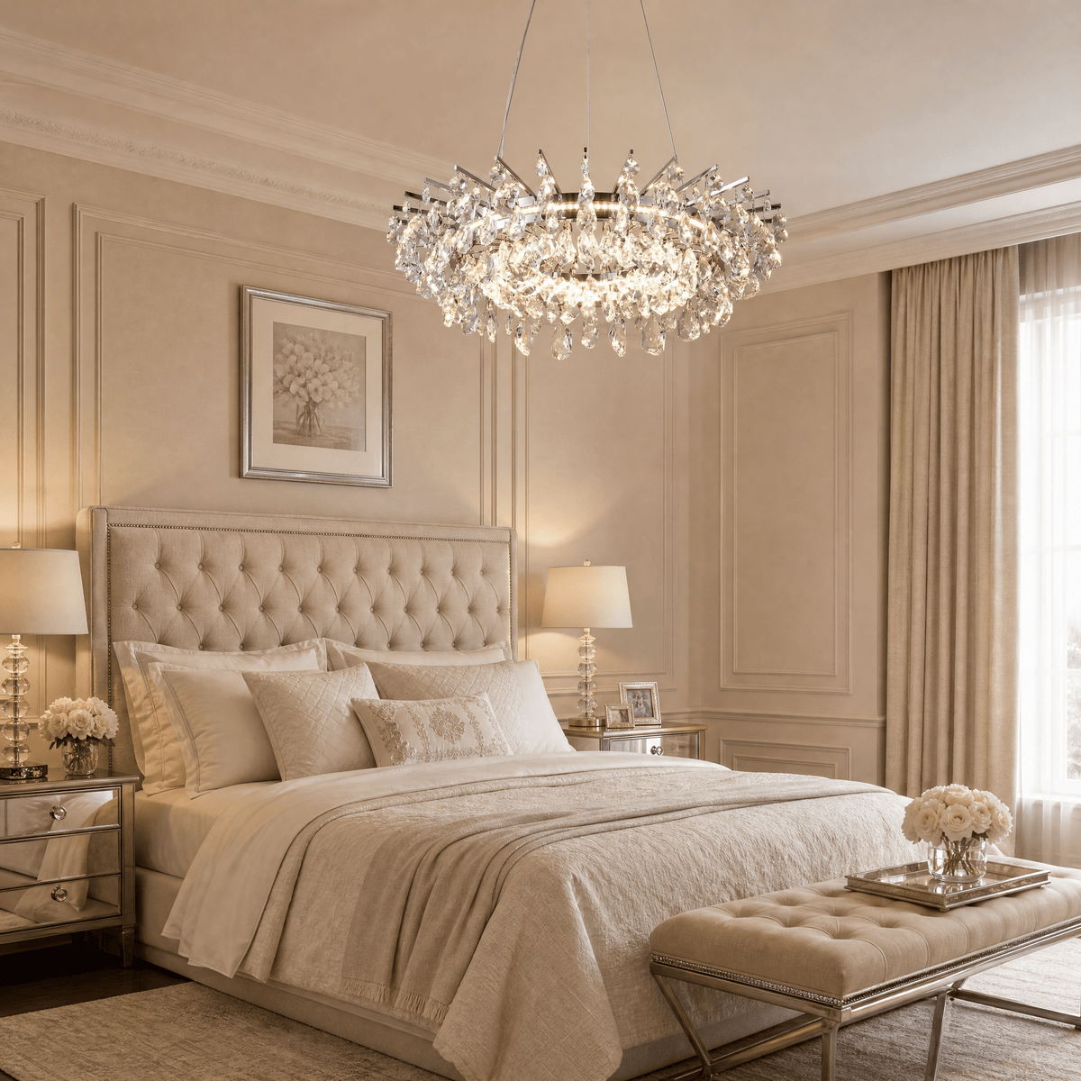 Aureola Round Crystal Chandelier - Ø24.8" × H6.3" (Ø63 × H16 cm)Blushlighting