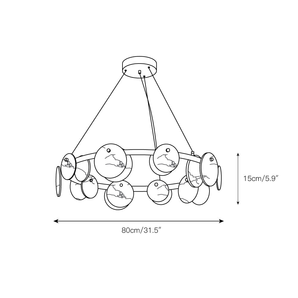 Austen Alabaster Chandelier - 6 heads D 60cm x H 15cm / ∅ 23.6″ x H 5.9″Brass&WhiteBlushlighting