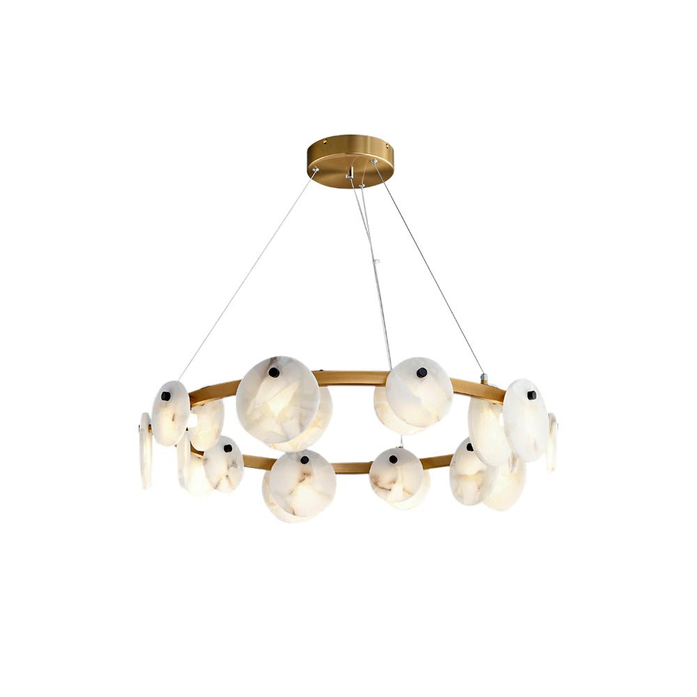Austen Alabaster Chandelier - 6 heads D 60cm x H 15cm / ∅ 23.6″ x H 5.9″Brass&WhiteBlushlighting