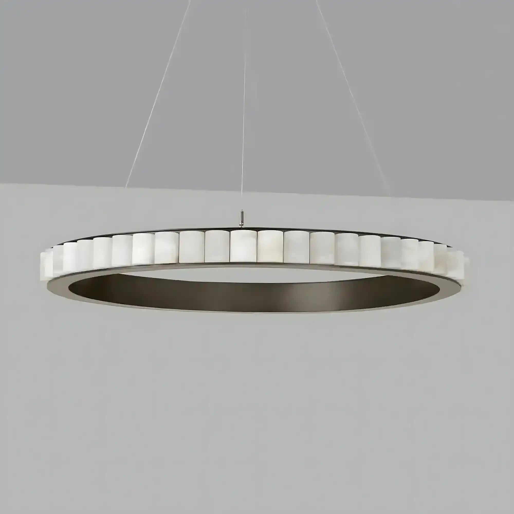 Avalon Alabaster Round Chandelier - 23.6″Dia x 59″HBlackWarm WhiteBlushlighting