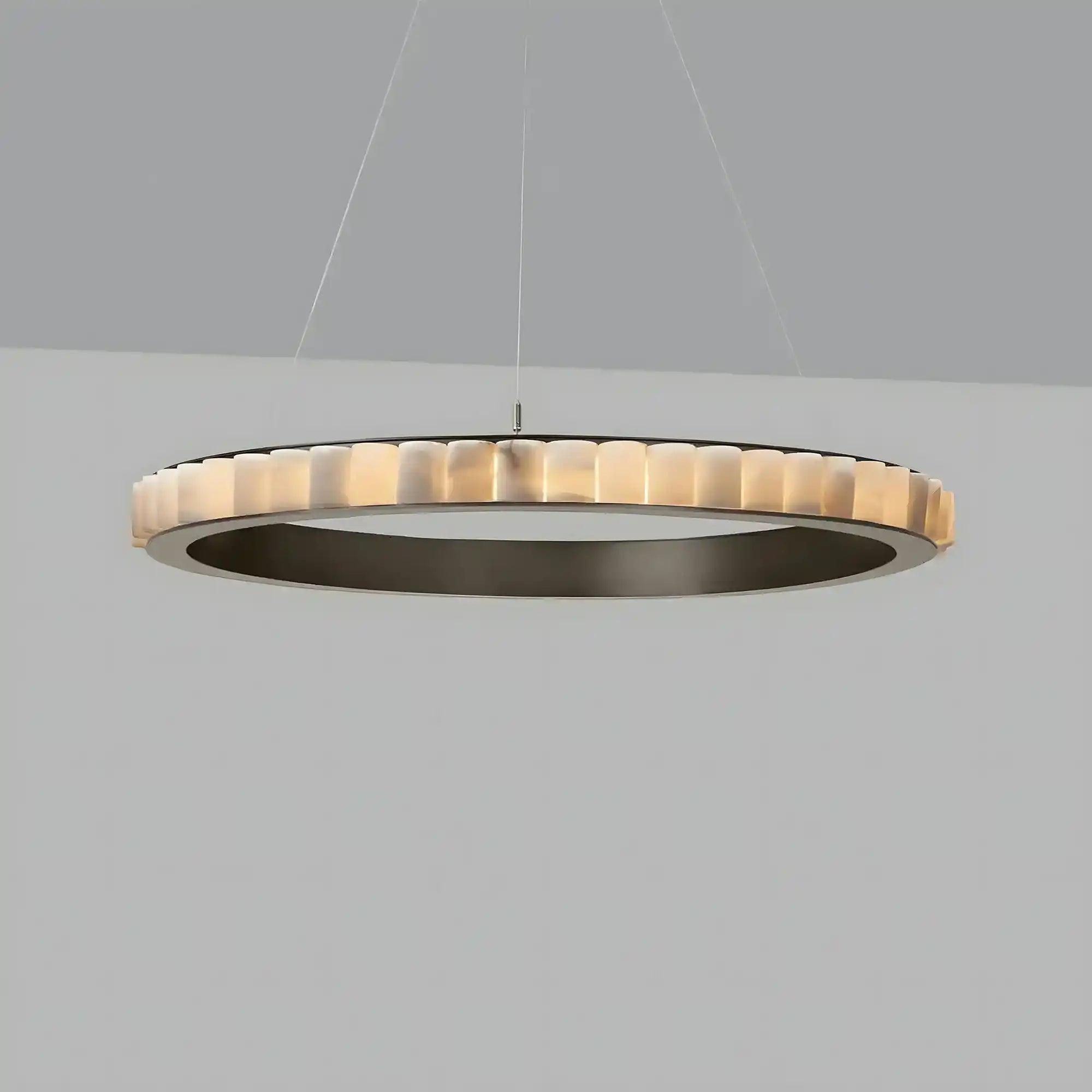 Avalon Alabaster Round Chandelier - 39.4″Dia x 59″HBlackWarm WhiteBlushlighting