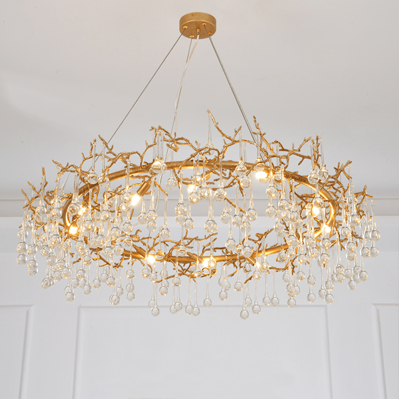 Avis Clear Crystal Ring Branch Chandelier - 43.31" diamBlushlighting