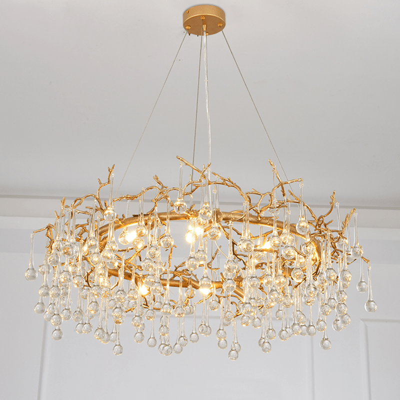 Avis Clear Crystal Ring Branch Chandelier - 35.43" diamBlushlighting