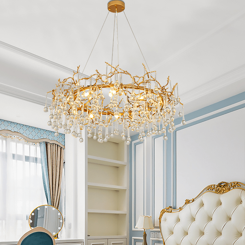 Avis Clear Crystal Ring Branch Chandelier - 43.31" diamBlushlighting