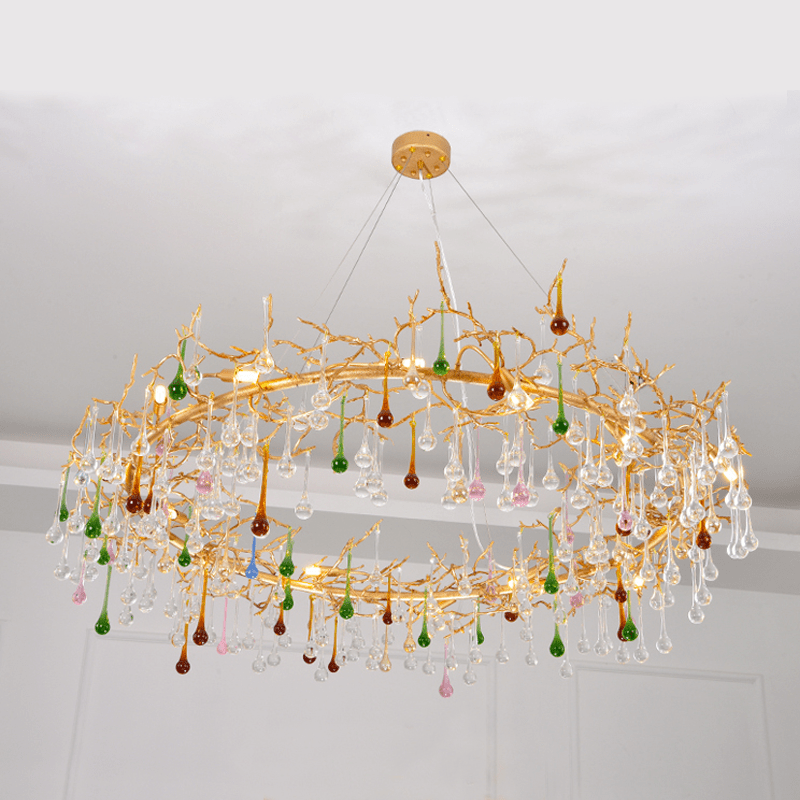 Avis Colorful Crystal Rain Branch Chandelier - 43.31" diamBlushlighting