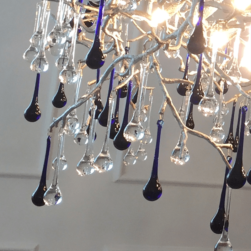 Avis Crystal Rain Branch Chandelier - 31.5" diamColorfulChromeBlushlighting
