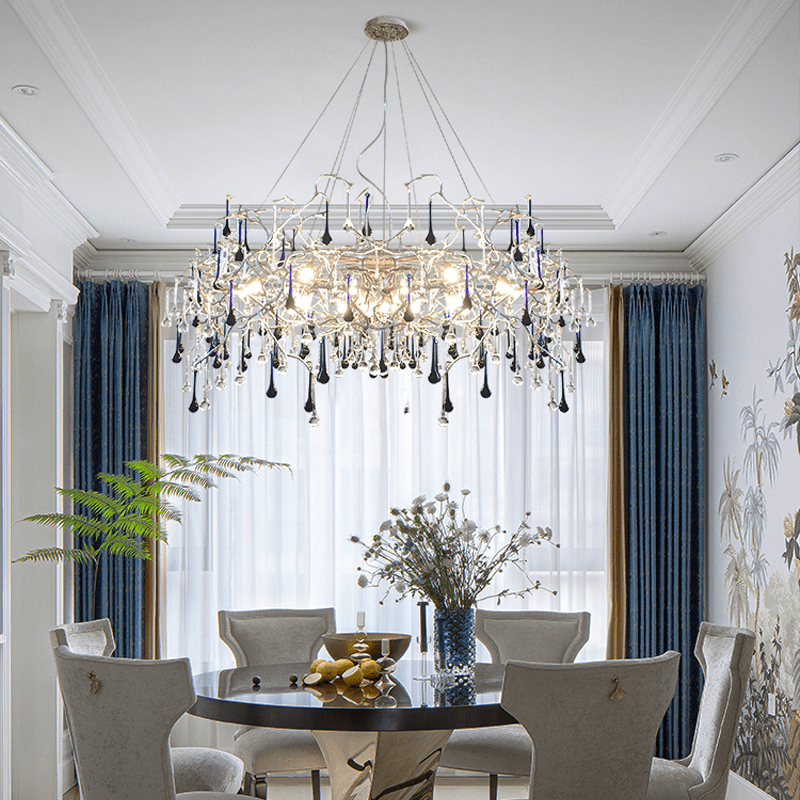 Avis Crystal Rain Branch Chandelier - 31.5" diamColorfulChromeBlushlighting