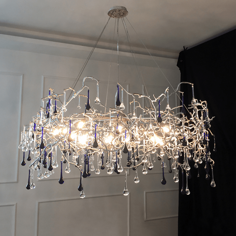 Avis Crystal Rain Branch Chandelier - 31.5" diamColorfulChromeBlushlighting