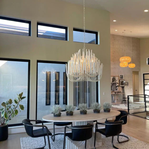 5/6-Light Modern Branch Modeling Chandelier in White or Black for Stylish Interiors-Chandeliers-Blushlighting
