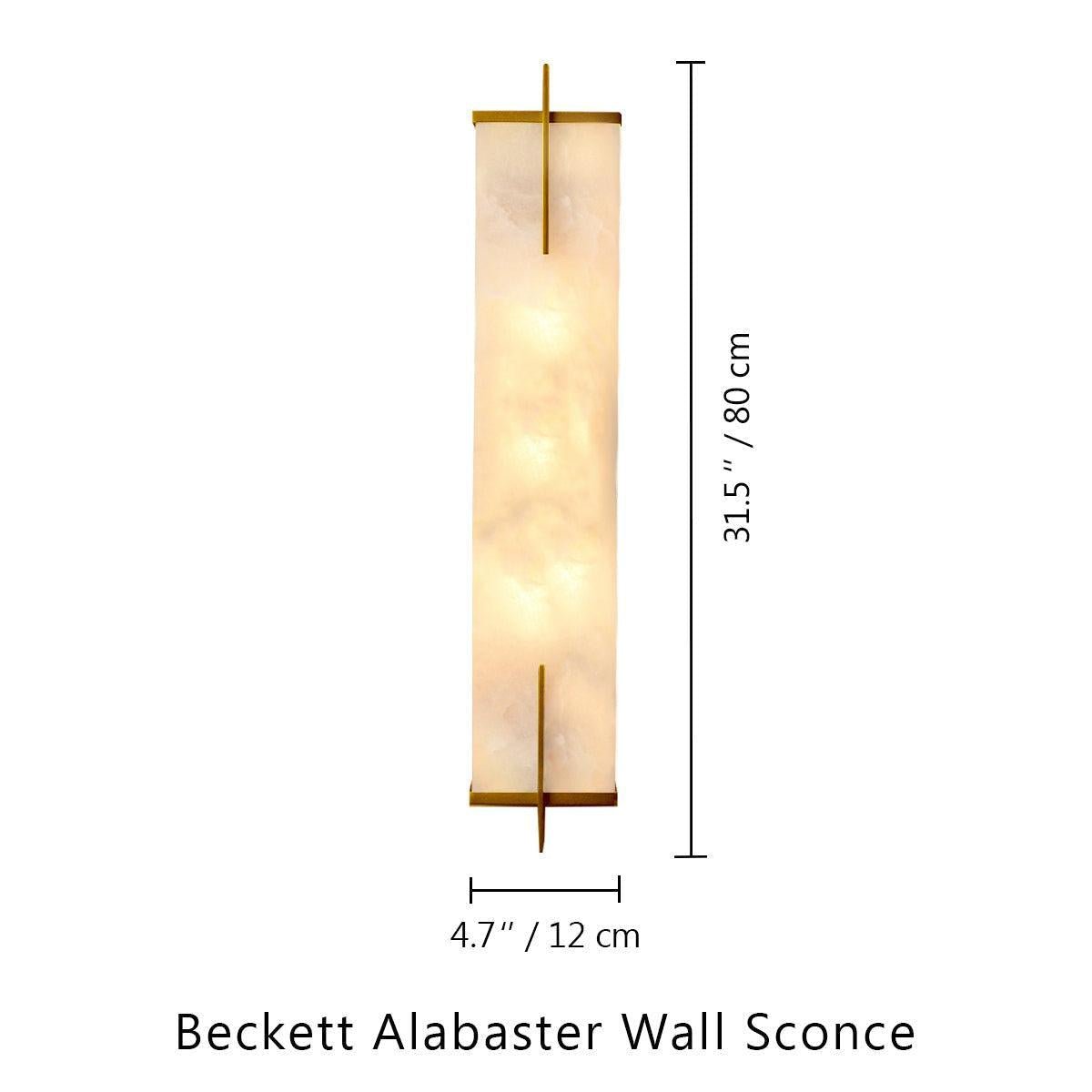 Beckett Alabaster Wall Sconce - ∅ 4.7″ x H 23.6″ / Dia 12cm x H 60cmBrassBlushlighting