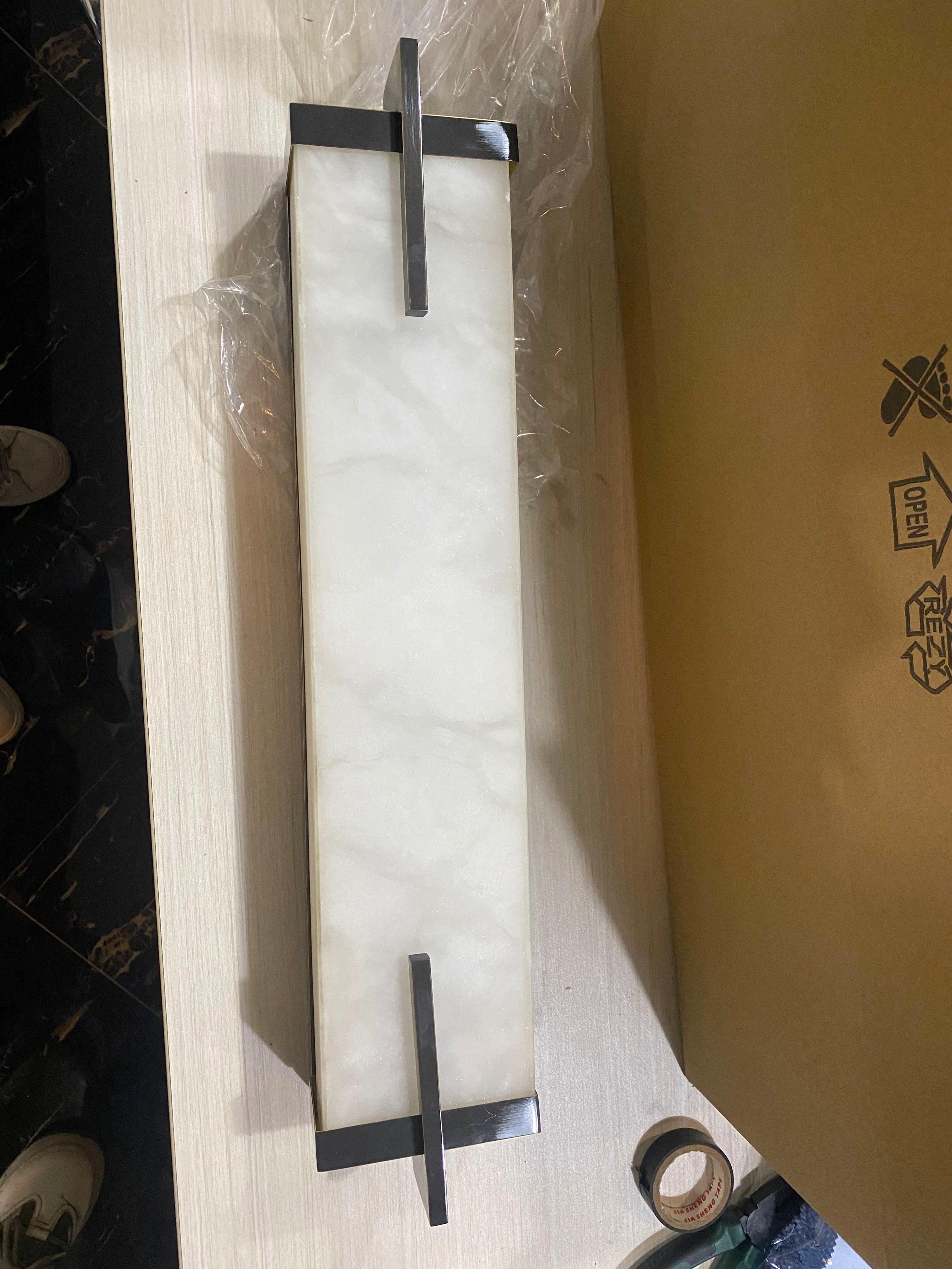 Beckett Alabaster Wall Sconce - ∅ 4.7″ x H 31.5″ Set of 2BronzeBlushlighting
