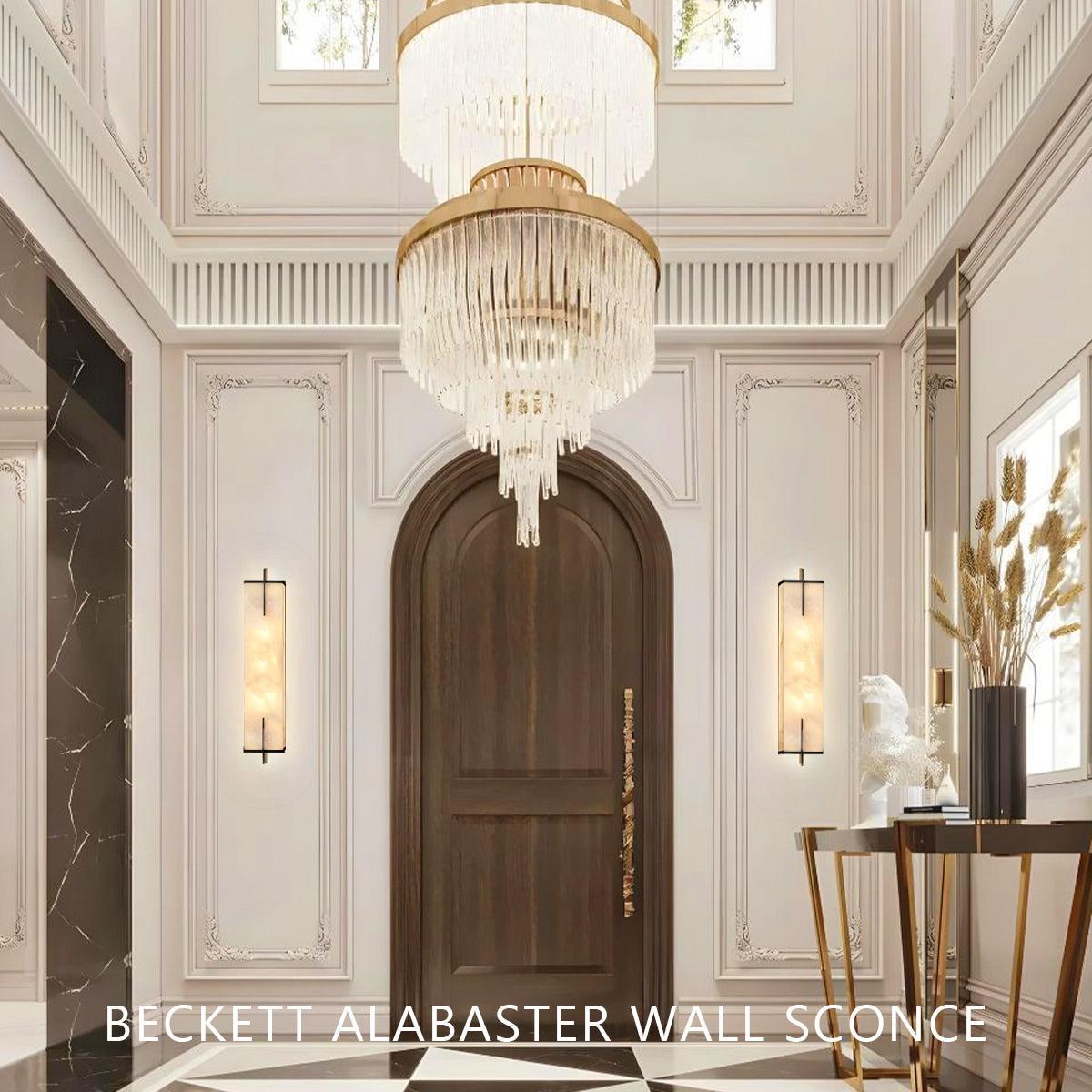 Beckett Alabaster Wall Sconce - ∅ 4.7″ x H 23.6″ Set of 2BronzeBlushlighting