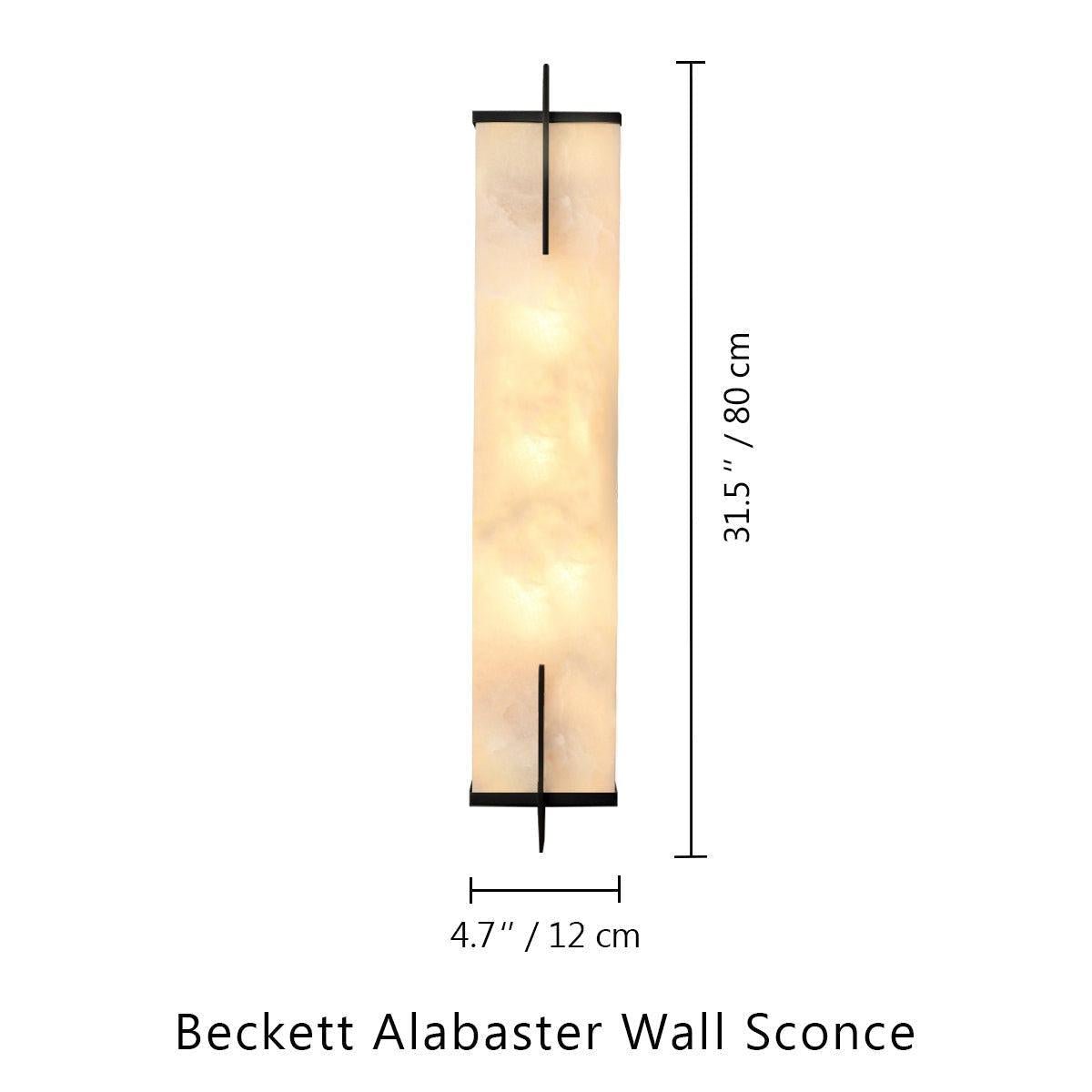 Beckett Alabaster Wall Sconce - ∅ 4.7″ x H 23.6″ / Dia 12cm x H 60cmBrassBlushlighting