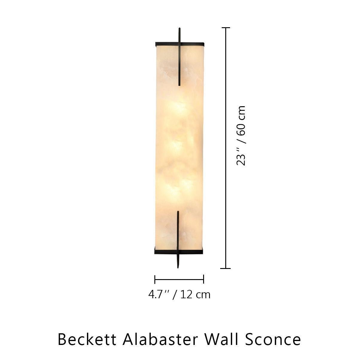 Beckett Alabaster Wall Sconce - ∅ 4.7″ x H 23.6″ / Dia 12cm x H 60cmBrassBlushlighting