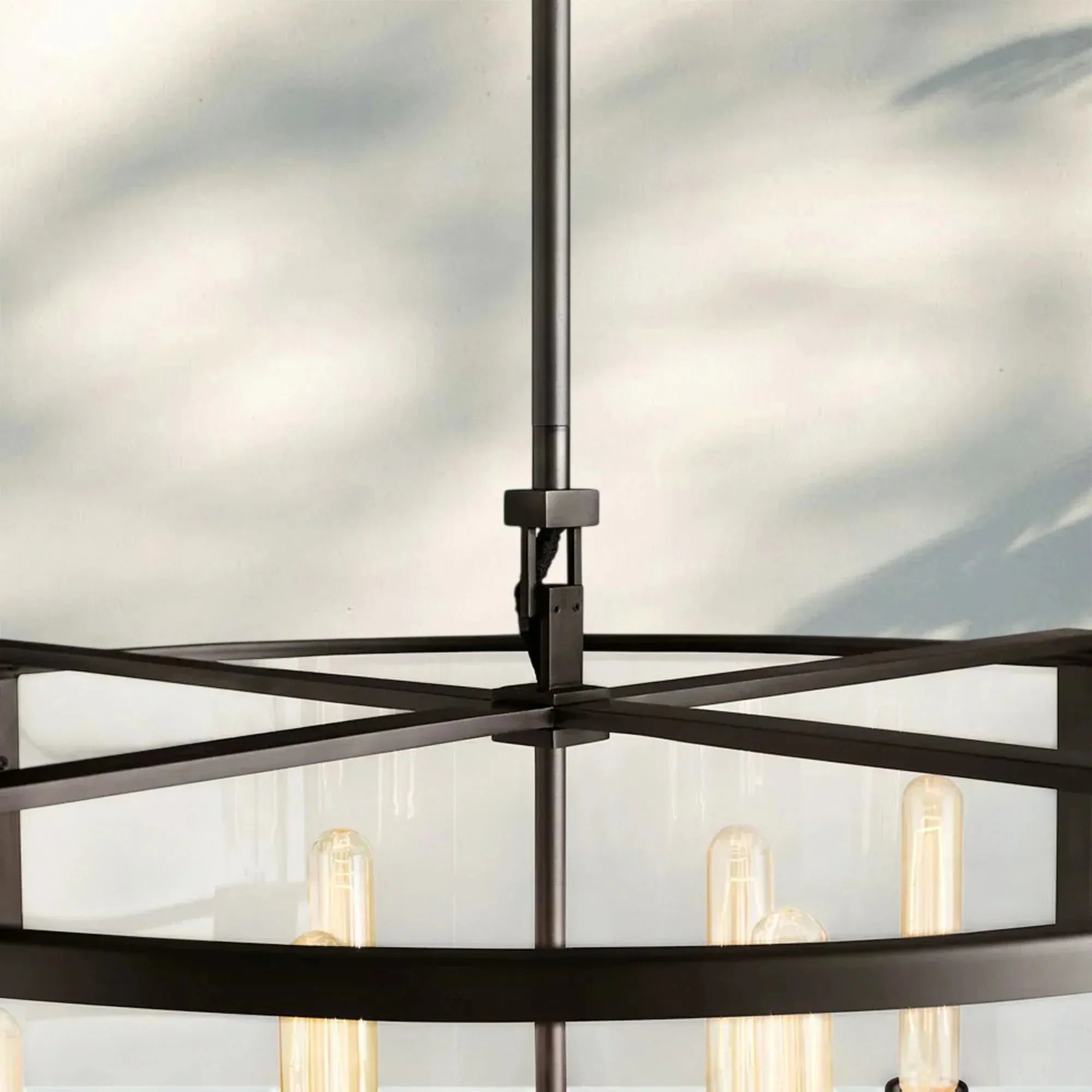 Beckmen Glass Lantern Modern Round Chandelier 33''44"55''-