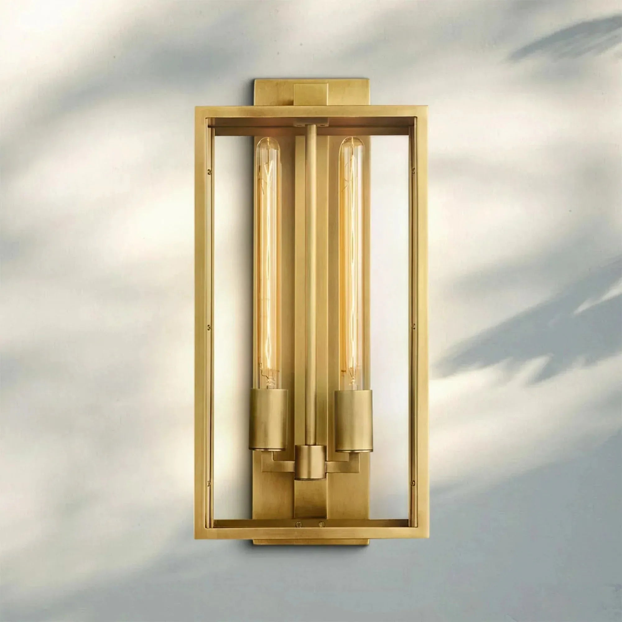 Beckmen Glass Lantern Outdoor Wall Sconce 18'' 21'' 28''-21''H-Lacquered Burnished Brass-