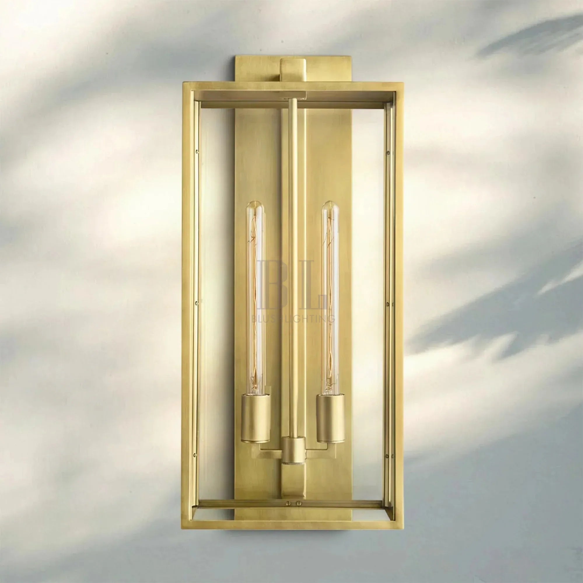 Beckmen Glass Lantern Outdoor Wall Sconce 18'' 21'' 28''-28''H-Lacquered Burnished Brass-