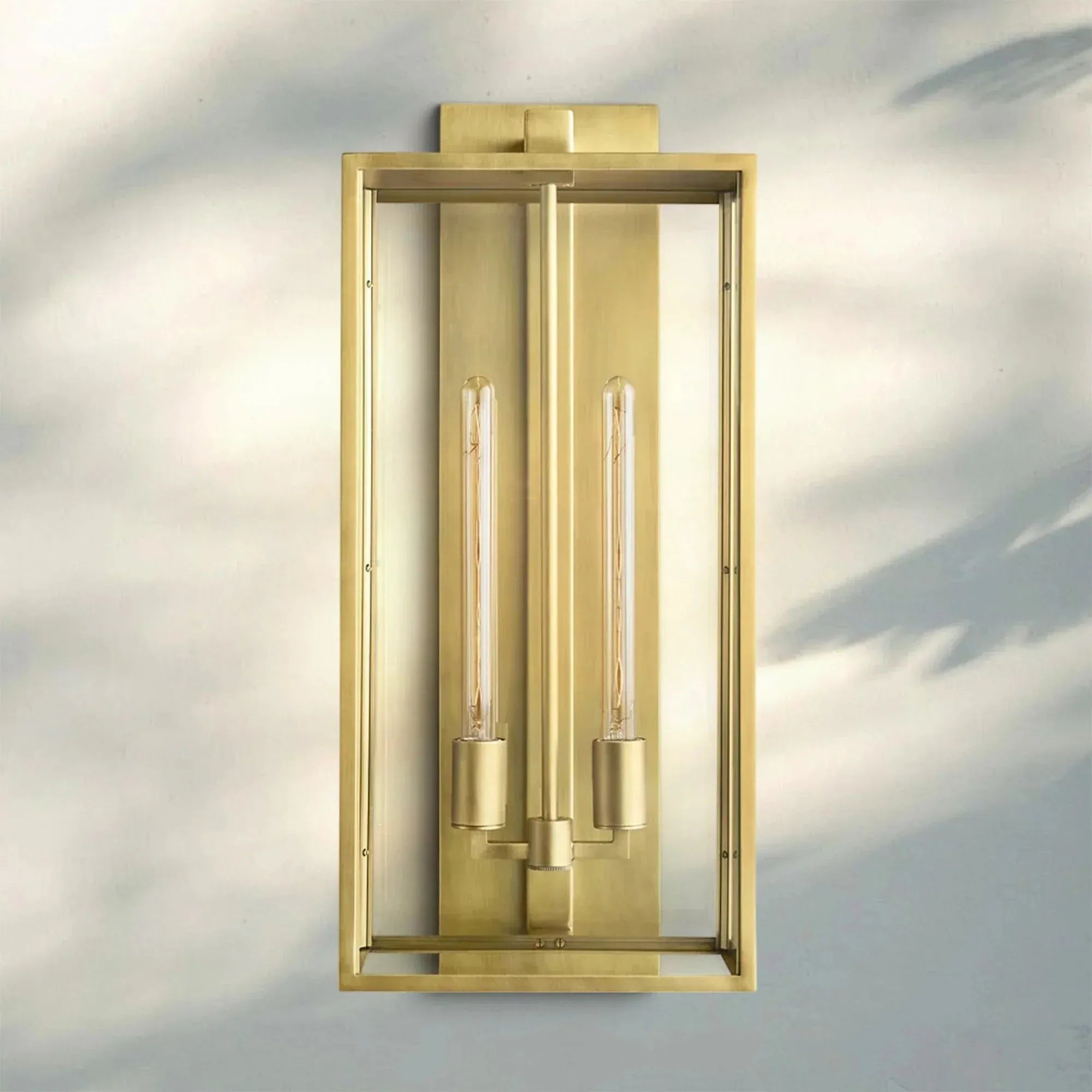 Beckmen Glass Lantern Outdoor Wall Sconce 18'' 21'' 28''-28''H-Lacquered Burnished Brass-