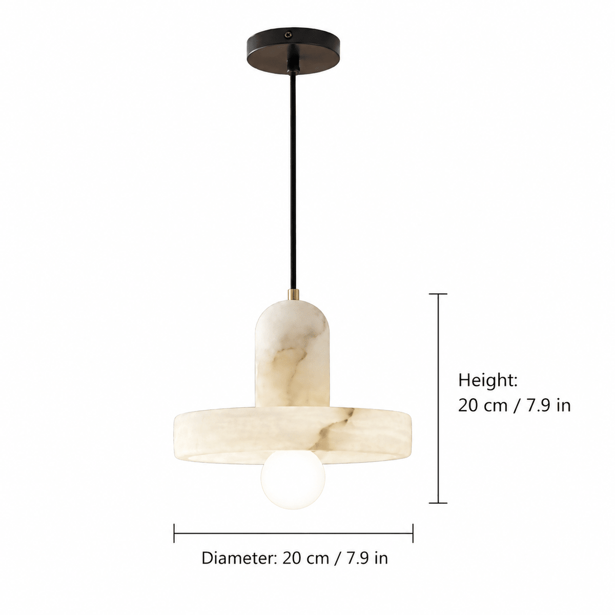 Bedroom Pendant Light | Alabaster Disc Minimalist | Discora - D20 x H20 cm (7.9 x 7.9 in)Blushlighting