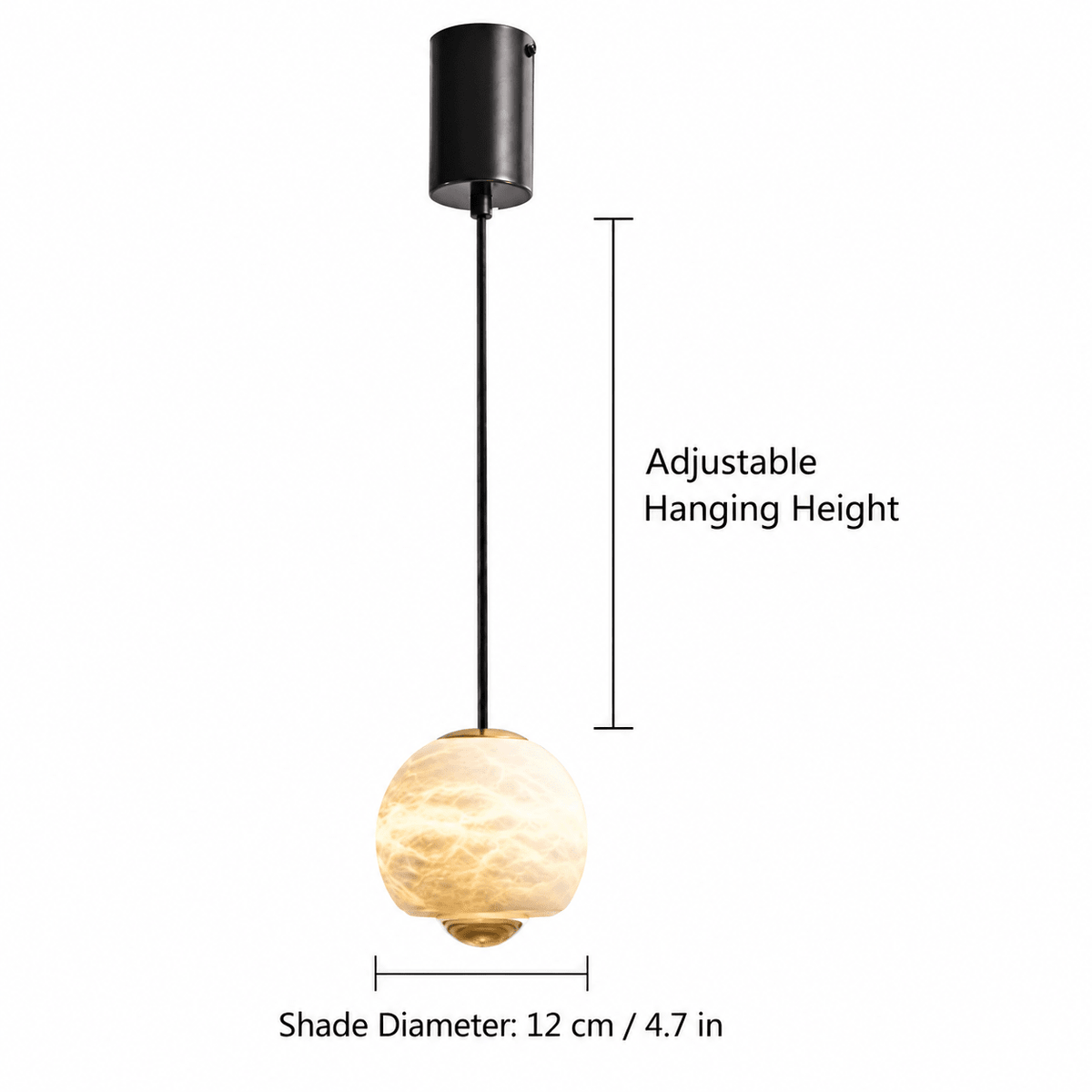 Bedroom Pendant Light | Alabaster Globe Modern | Orbelle - Retractable Height AdjustmentBlushlighting