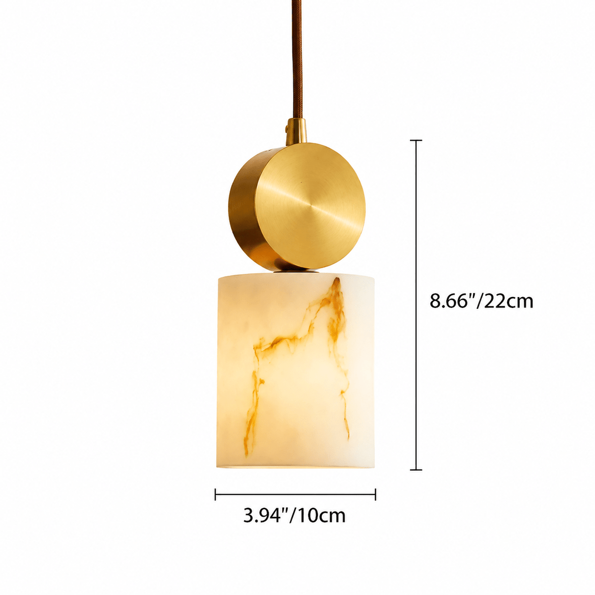 Bedroom Pendant Light | Spanish Alabaster Mid-Century Modern | Lunessa - roundØ4.72 × H9.06 inBlushlighting