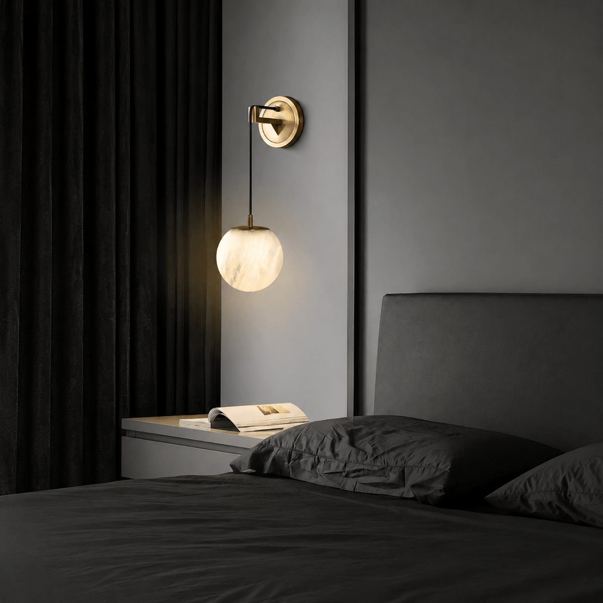 Bedroom Wall Pendant | Spanish Alabaster Mid-Century Modern | Orlena - Ø12 cmBlushlighting