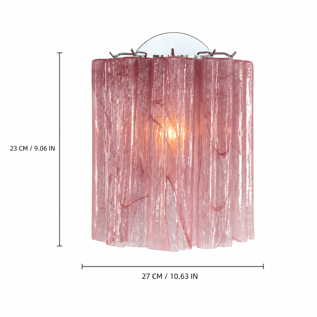 Bedroom Wall Sconce | Murano-Style Fluted Glass | Mirelle - Blush PinkBlushlighting