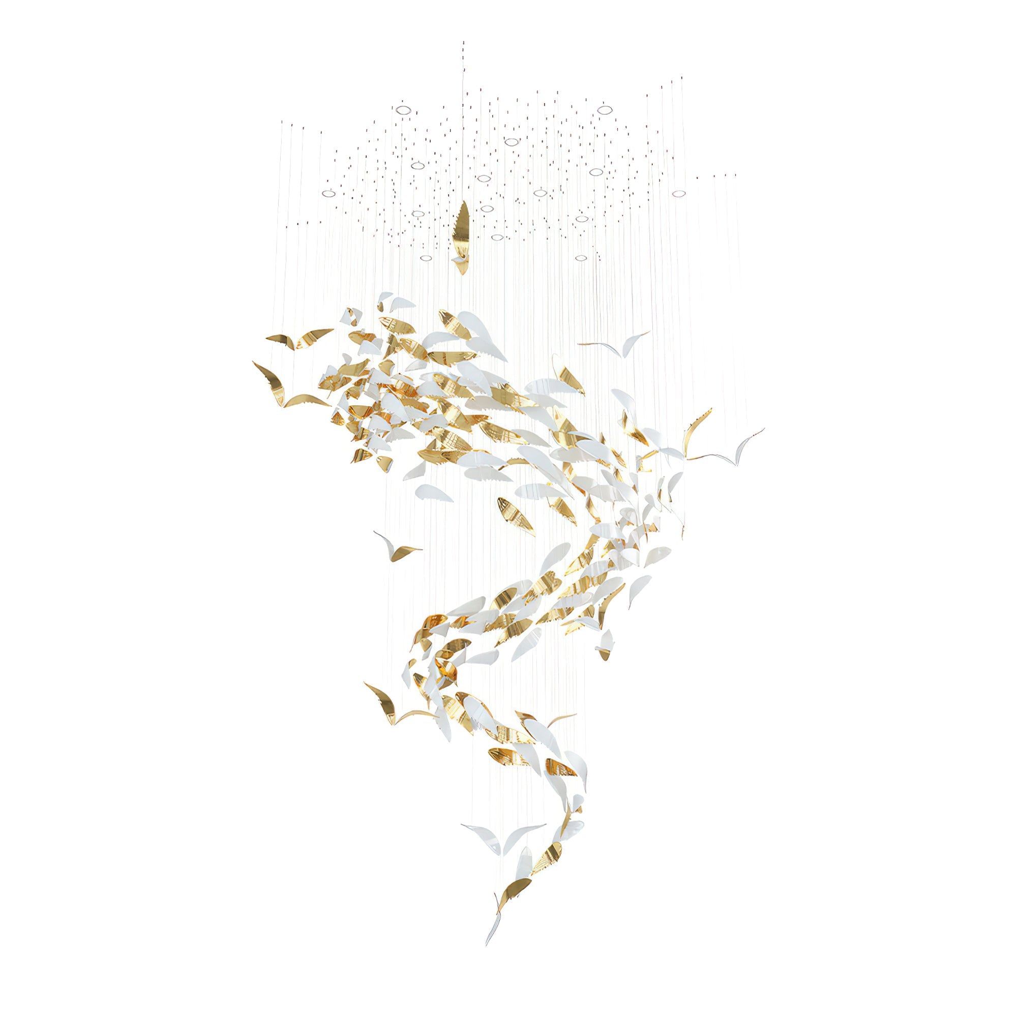 Bennett Chandelier - ∅ 39.4″ x 78.7″ / Dia 100cm x 200cmWhite & GoldWarm LightBlushlighting