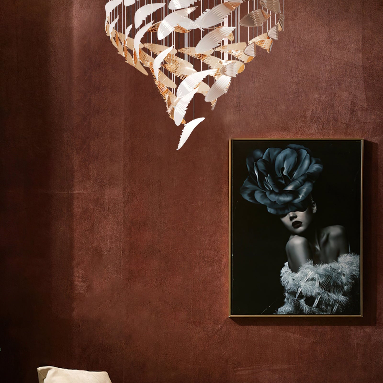 Bennett Chandelier - ∅ 23.6″ x 39.4″ / Dia 60cm x 100cmWhite & GoldWarm LightBlushlighting