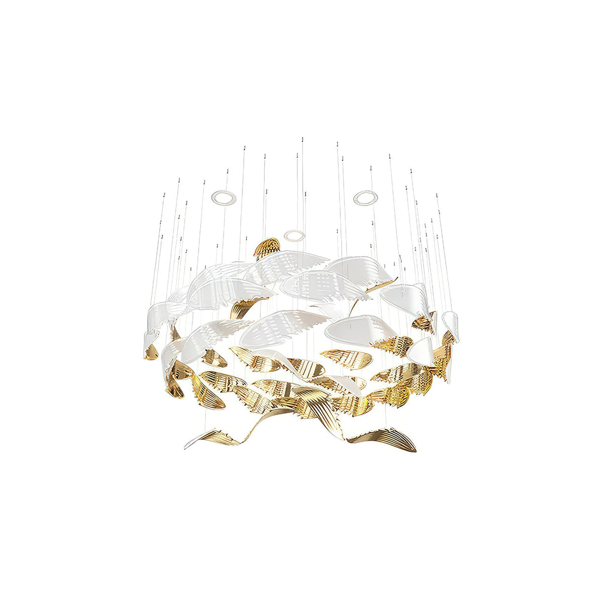 Bennett Chandelier - ∅ 23.6″ x 39.4″ / Dia 60cm x 100cmWhite & GoldWarm LightBlushlighting