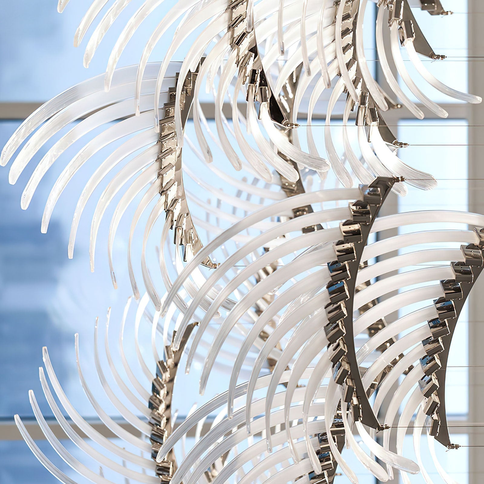 Bird Feather Wings LED Chandelier - Dia 200cm x H 250cm / ∅ 78.7″ x H 98.4″Silver & WhiteWarm LightBlushlighting