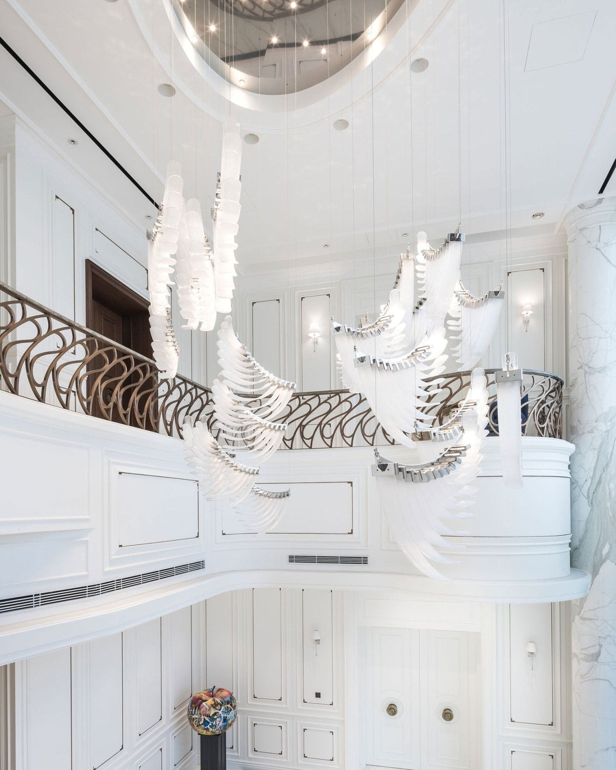 Bird Feather Wings LED Chandelier - Dia 200cm x H 250cm / ∅ 78.7″ x H 98.4″Silver & WhiteWarm LightBlushlighting