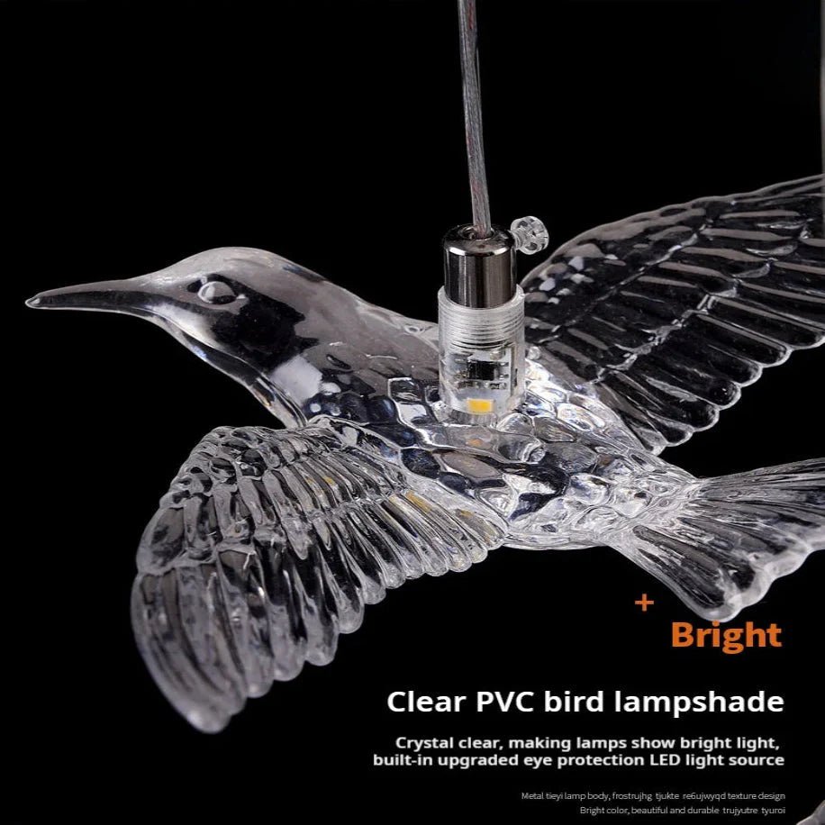 Bird Spiral Long Led Chandelier for Staircase and Foyer - Gold6 LightsCool white 6000KBlushlighting