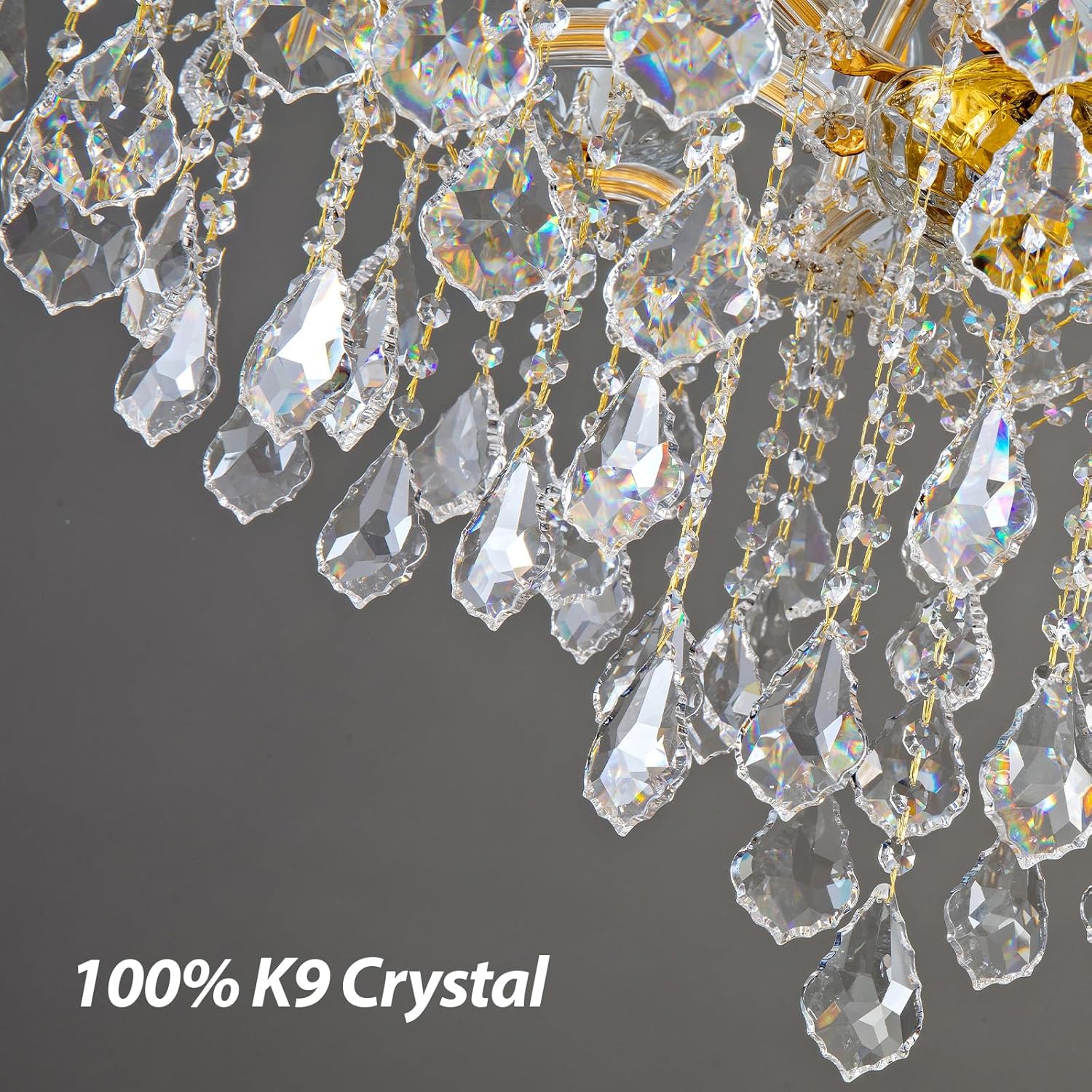 Black Large K9 Crystal Chandelier 18-Lighting Maria Theresa Chandeliers Luxury Modern High Ceiling Candle Chandelier Pendant Light Fixture 41" for Living Room, Dining, Foyer, Staircase, Entryway