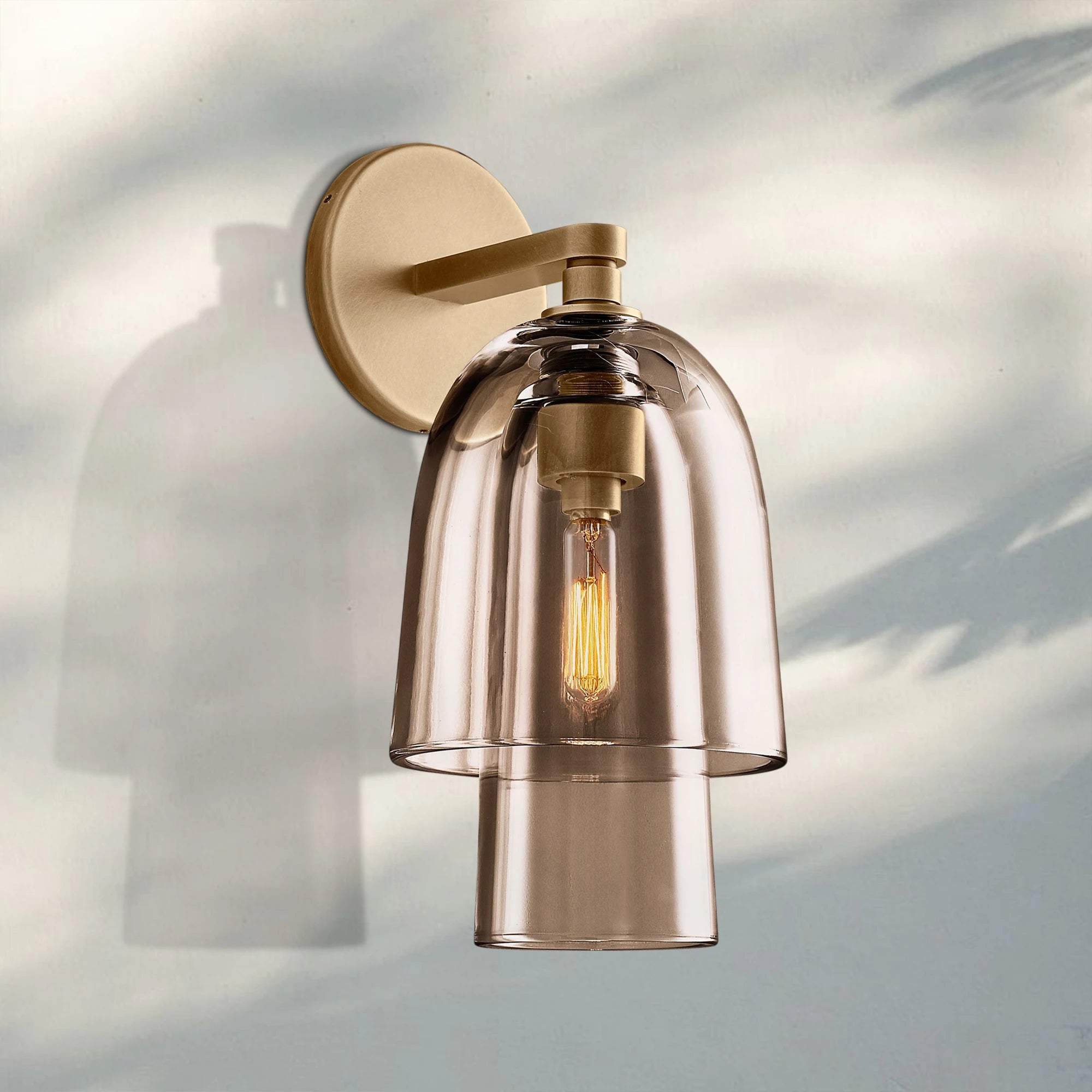 Blum Amber Glass Flute Sconce-Amber-Brass-Blushlighting