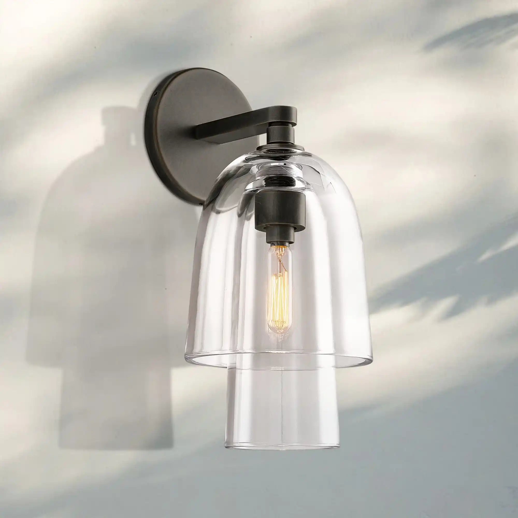 Blum Amber Glass Flute Sconce-Clear-Bronze-Blushlighting