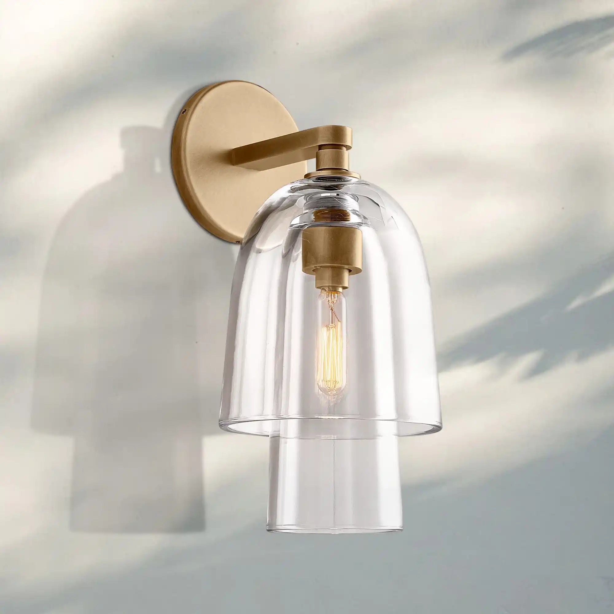 Blum Amber Glass Flute Sconce-Clear-Brass-Blushlighting