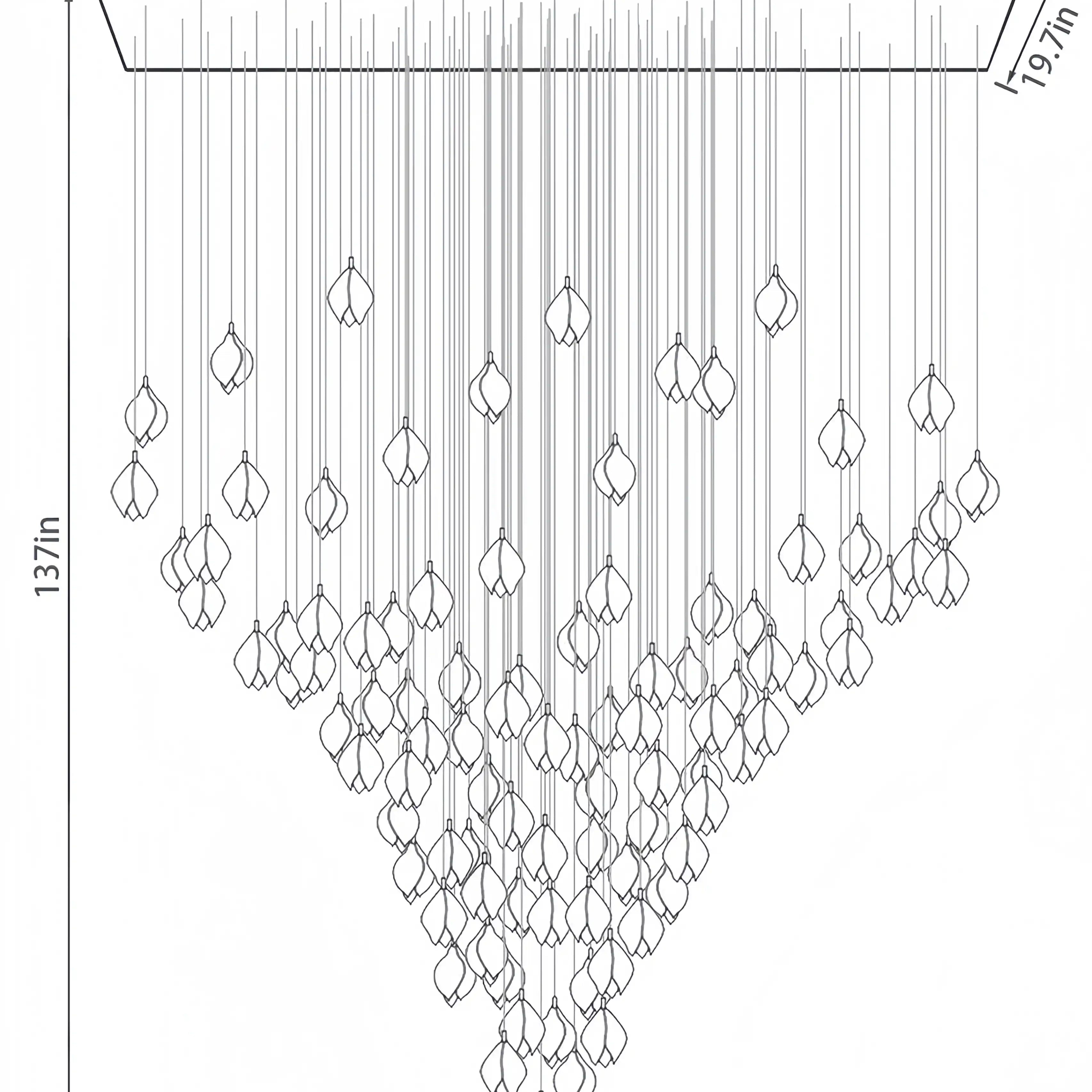 Bloom Chandelier - 26 Lights | Ellipse styleEmitting White LightingBlushlighting