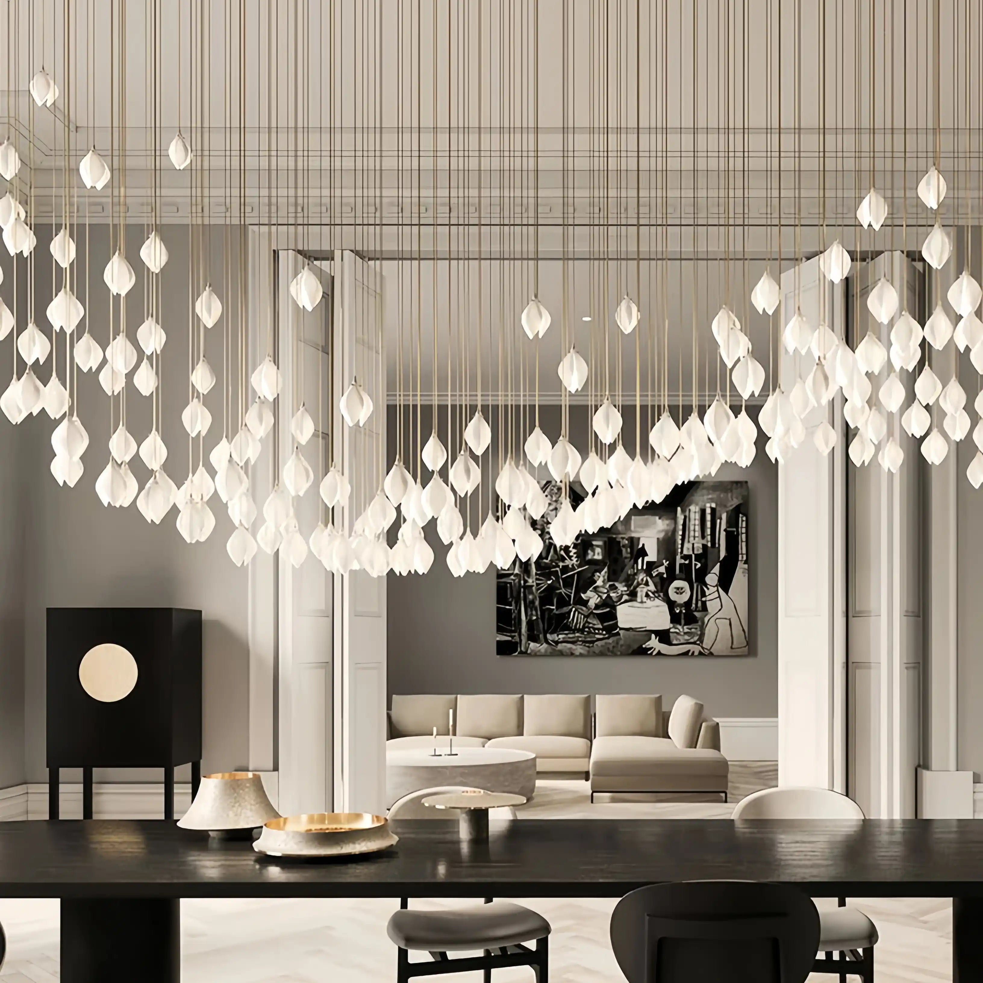 Bloom Chandelier - 26 Lights | Ellipse styleEmitting White LightingBlushlighting