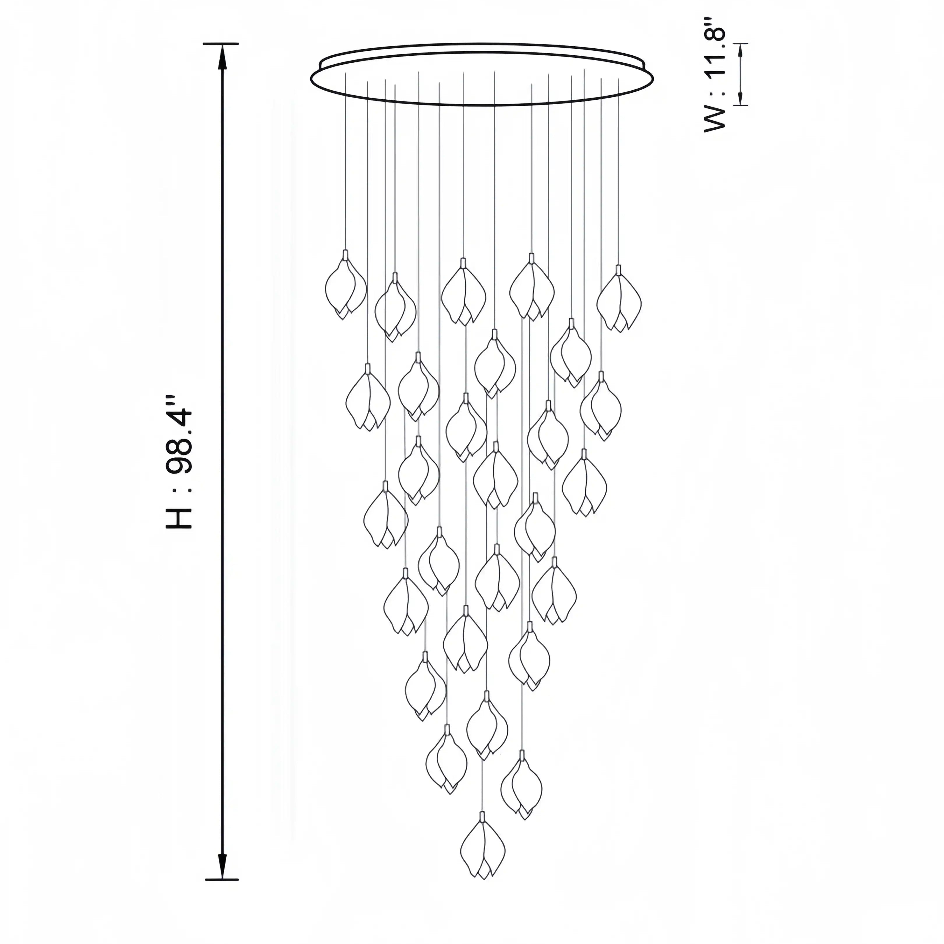 Bloom Chandelier - 26 Lights | Ellipse styleEmitting White LightingBlushlighting