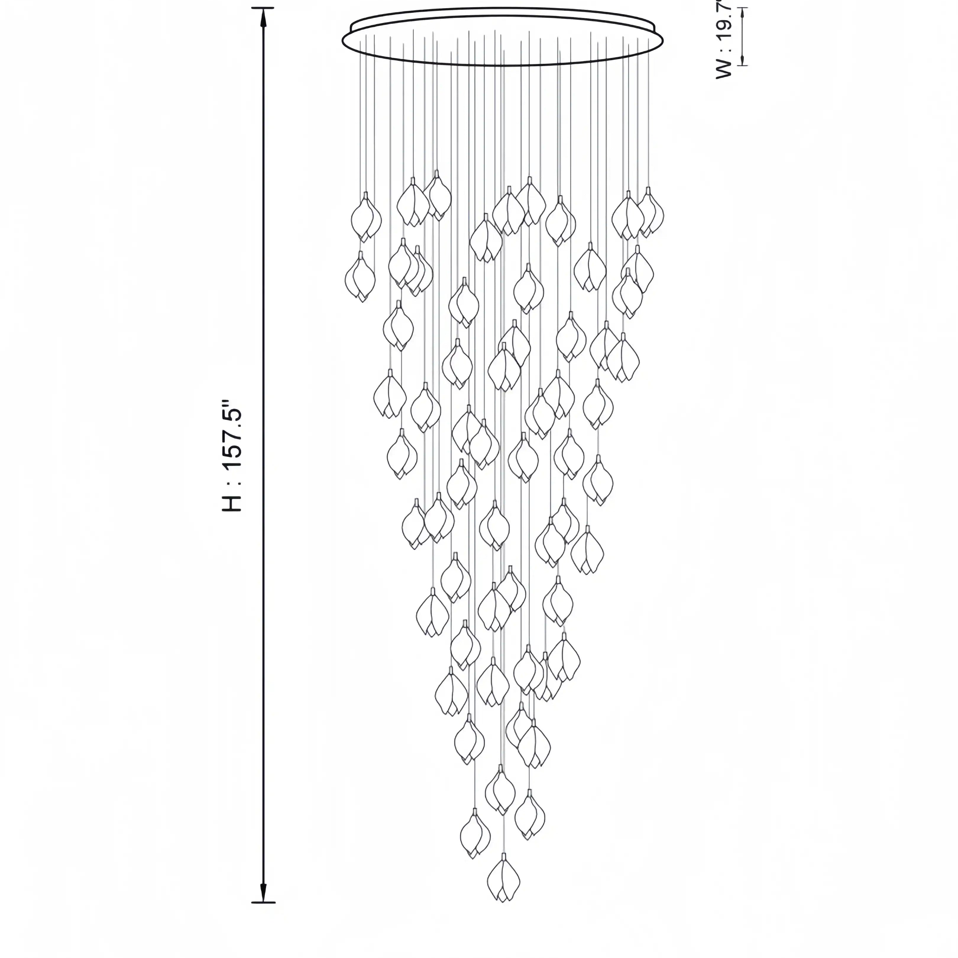 Bloom Chandelier - 26 Lights | Ellipse styleEmitting White LightingBlushlighting