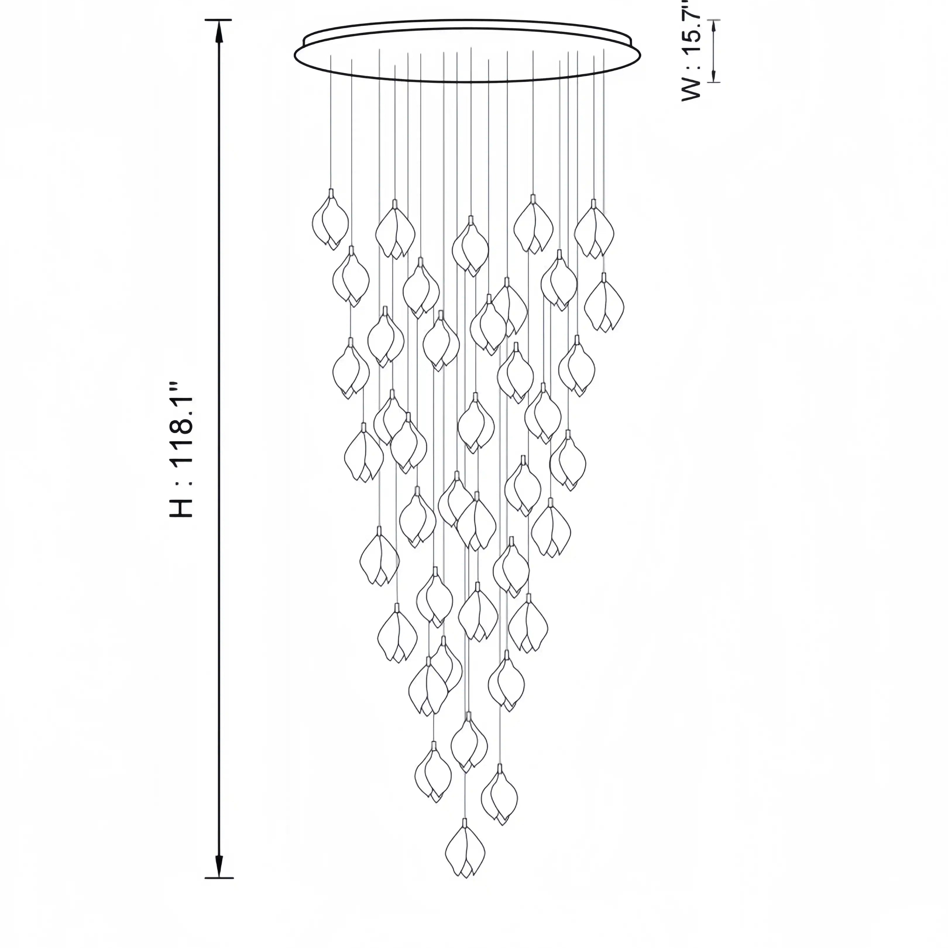 Bloom Chandelier - 26 Lights | Ellipse styleEmitting White LightingBlushlighting