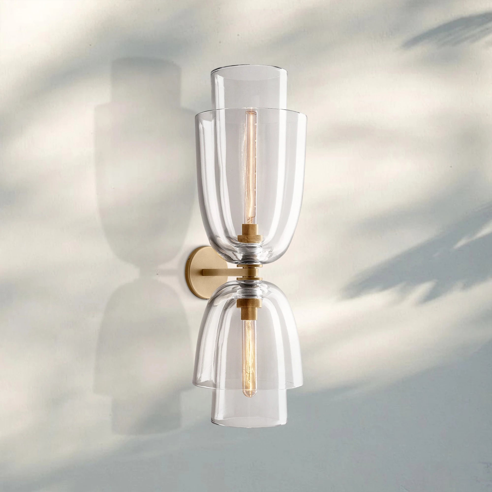 Blum Glass Cloche Grand Sconce-Clear-Brass-Blushlighting