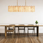 Calametta Onyx Rectangular Chandelier 60" 72''-74''-Lacquered Burnished Brass-Blushlighting