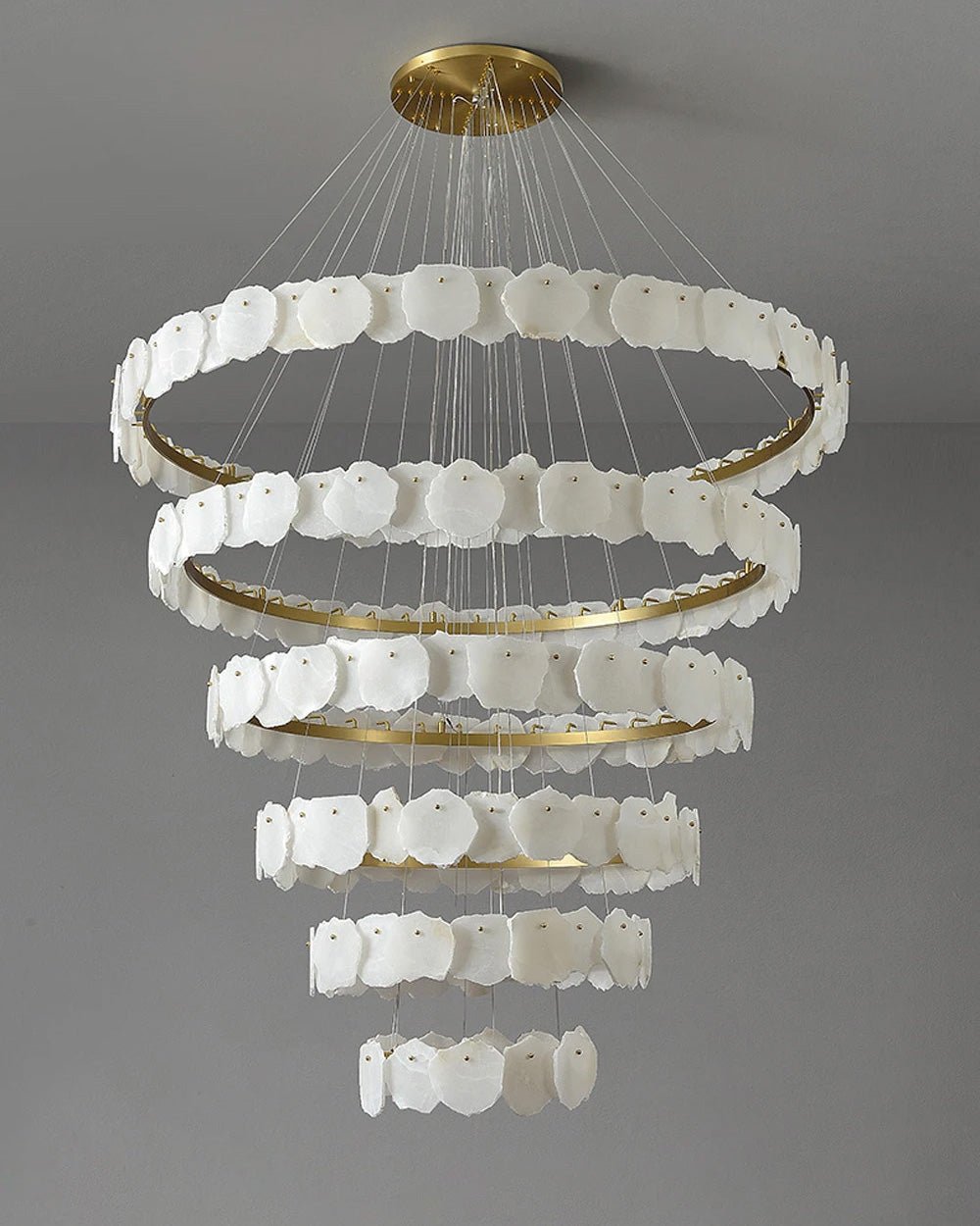 Blushlighting Tiered Circular Alabaster Chandelier - Ø47"xH79"GoldWarm WhiteBlushlighting