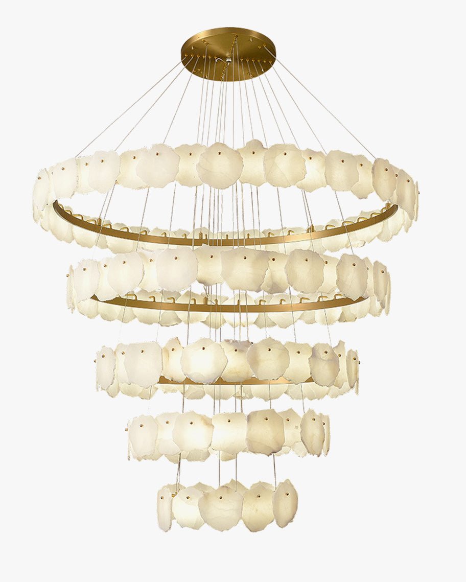 Blushlighting Tiered Circular Alabaster Chandelier - Ø47"xH79"GoldWarm WhiteBlushlighting